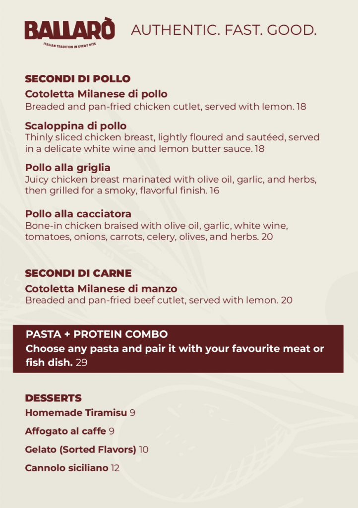 Ballarò italian restaurant Miami - menu